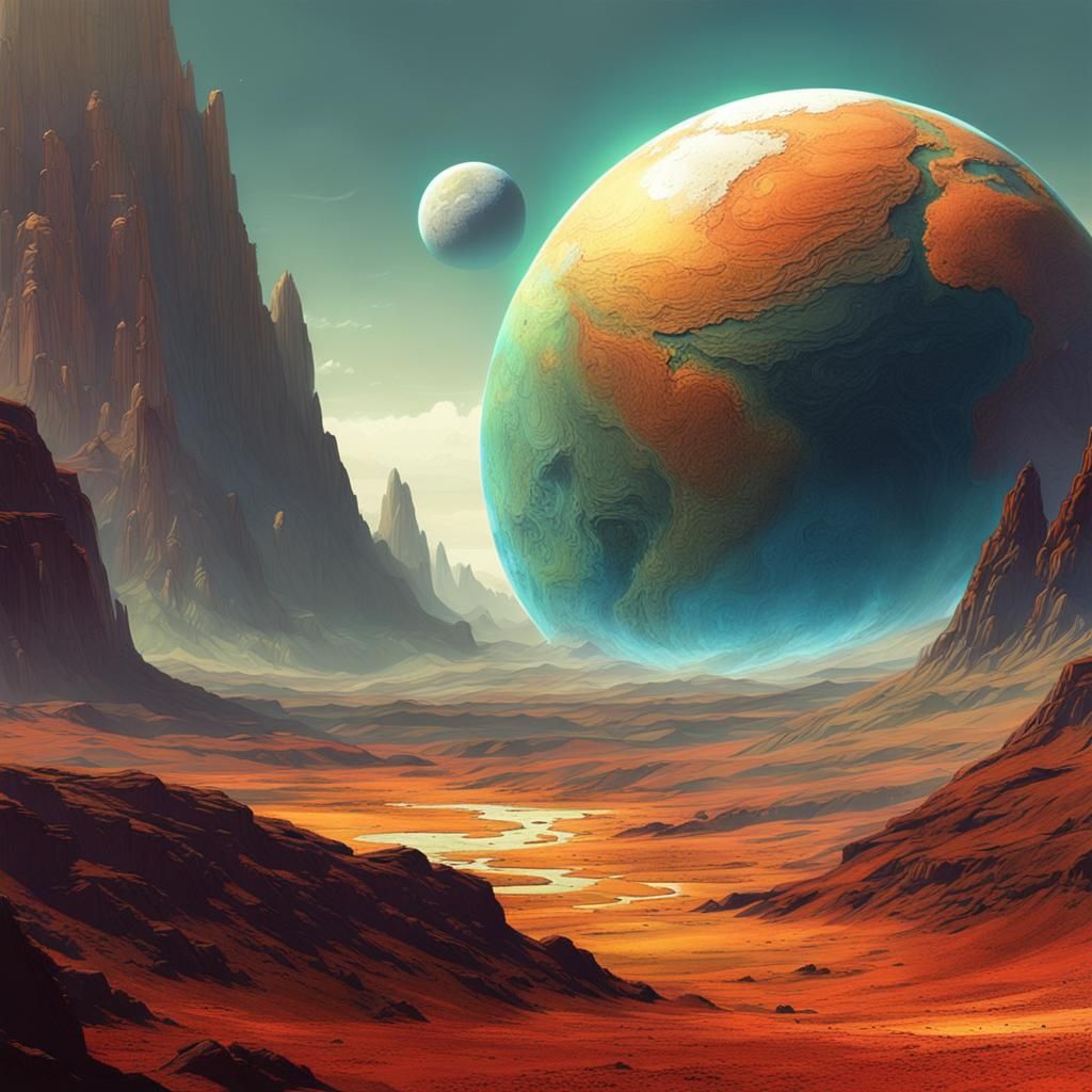 Colorful Distant Sphere of Early Earth Fantasy