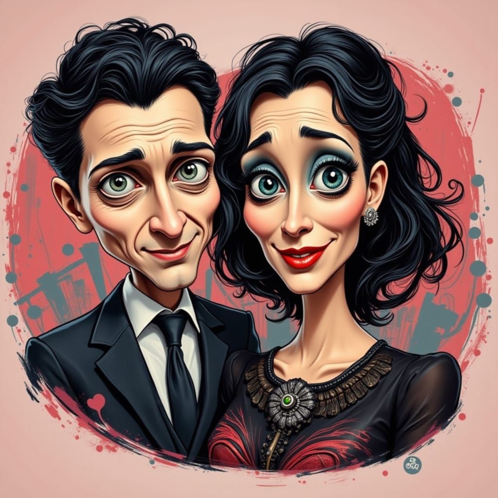 Justin Trudeau and Katy Perry Caricatures in Love