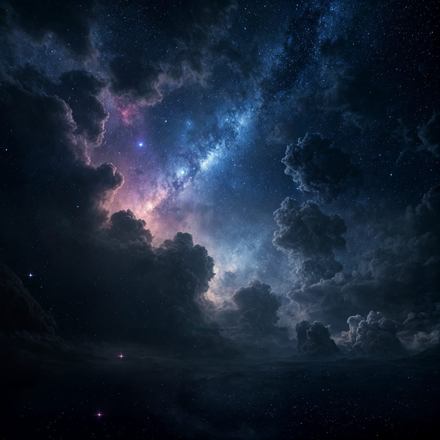 Gothic Night Sky with Nebulas and Bright Stars