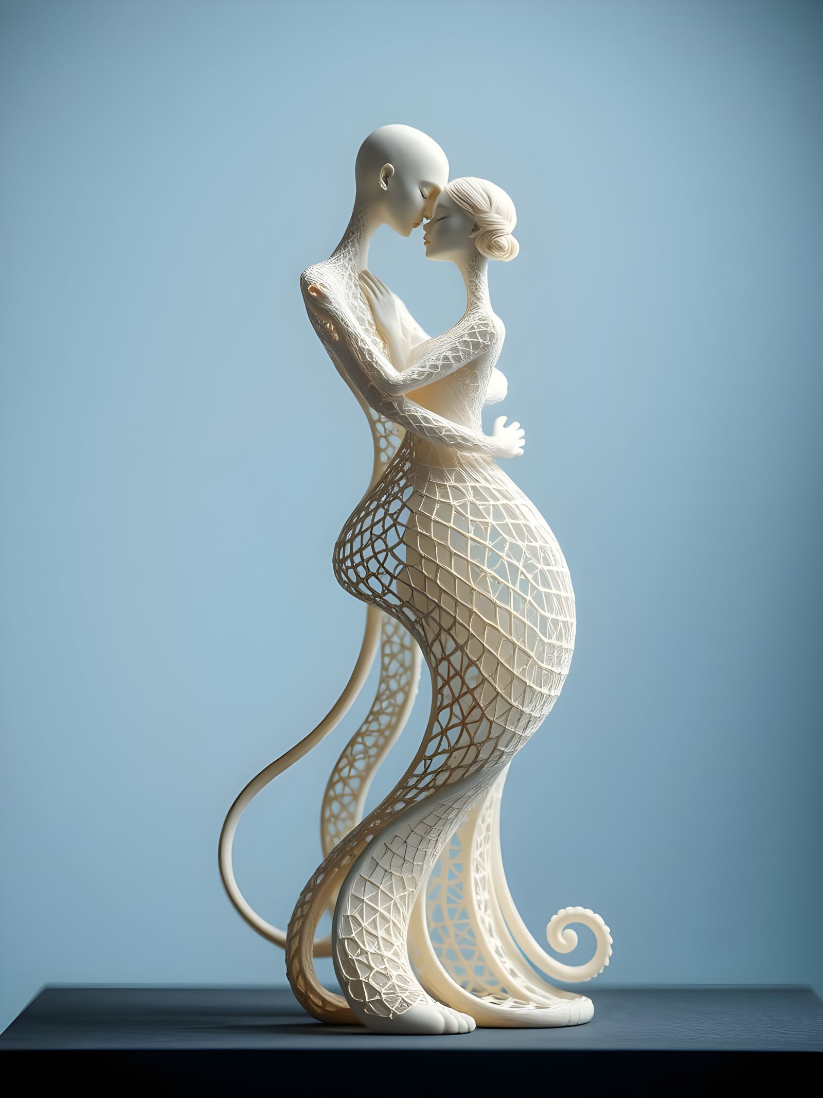 Ethereal Spiral Statue of Lovers