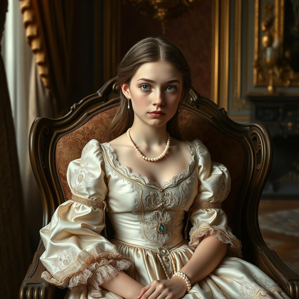 Elegant Portrait of a Girl in 18th Century Style