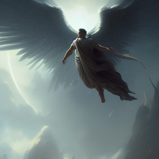 Angelic Flight in Dark Fantasy Style