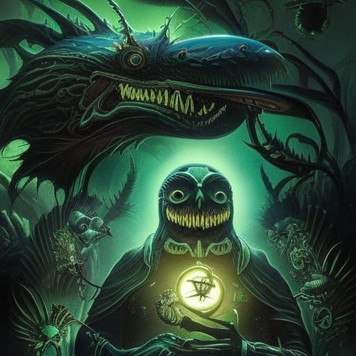 Retro Spacecore Teradactyl in Dark Academia Style