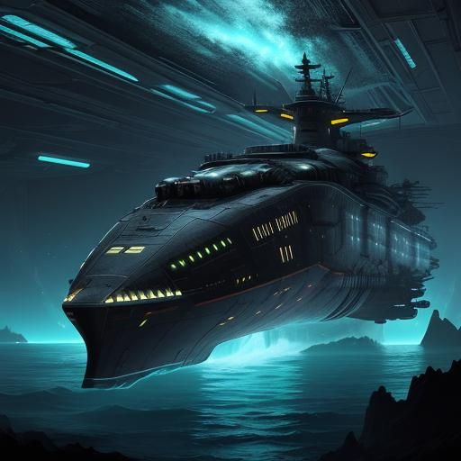 Alien Crew Repairs Space Battleship Yamato Underwater