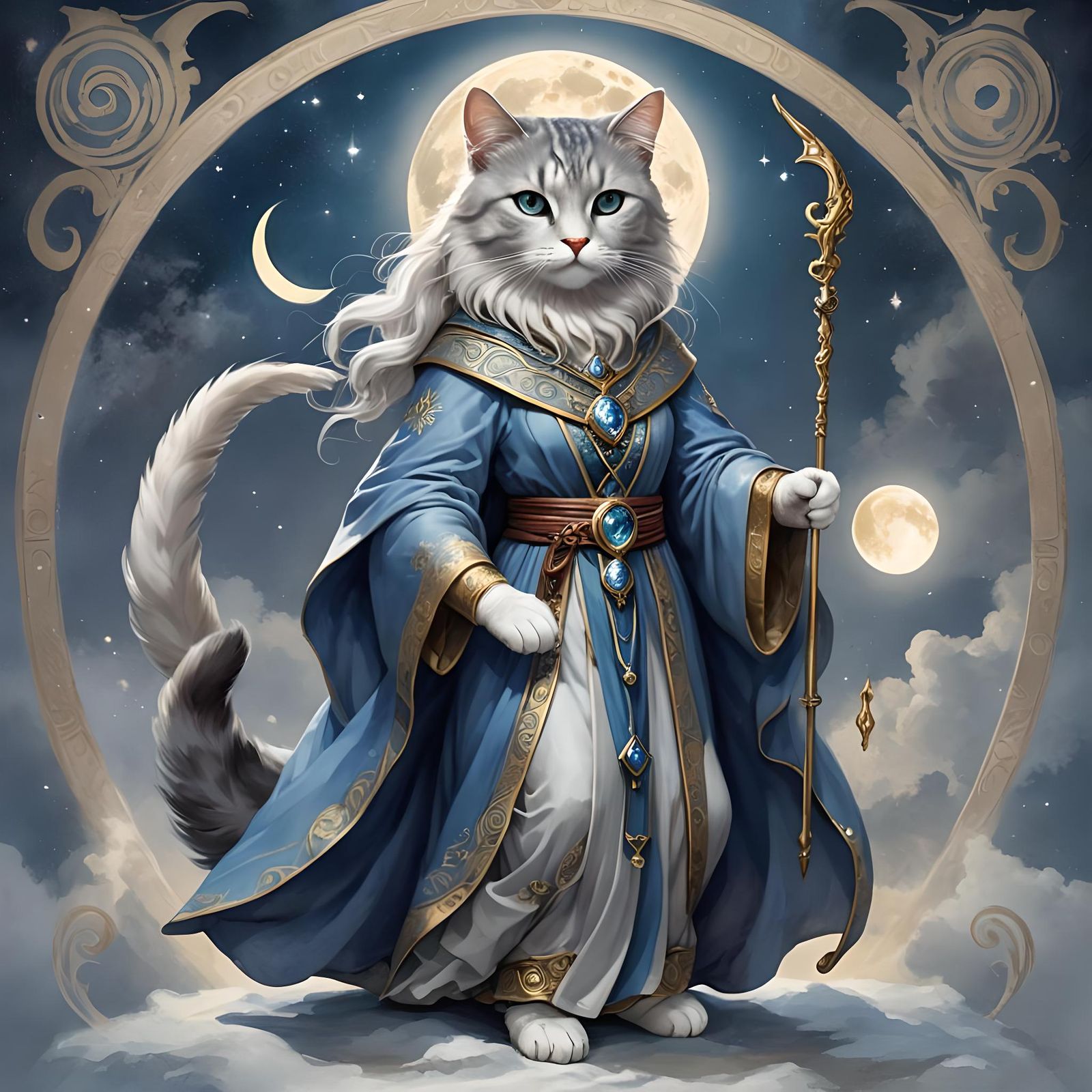 Goddess of Cats in Mystical Landscape