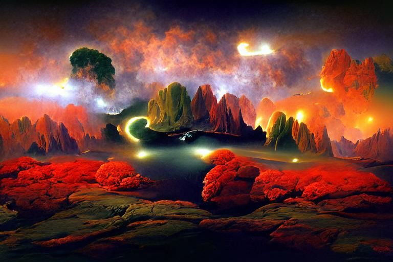 Nebula Illuminating Interstellar Planet in Cel-Shaded Style