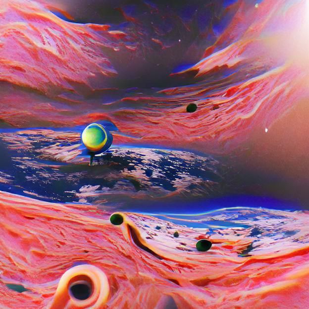 Colorful Swirling Planet in Deep Space
