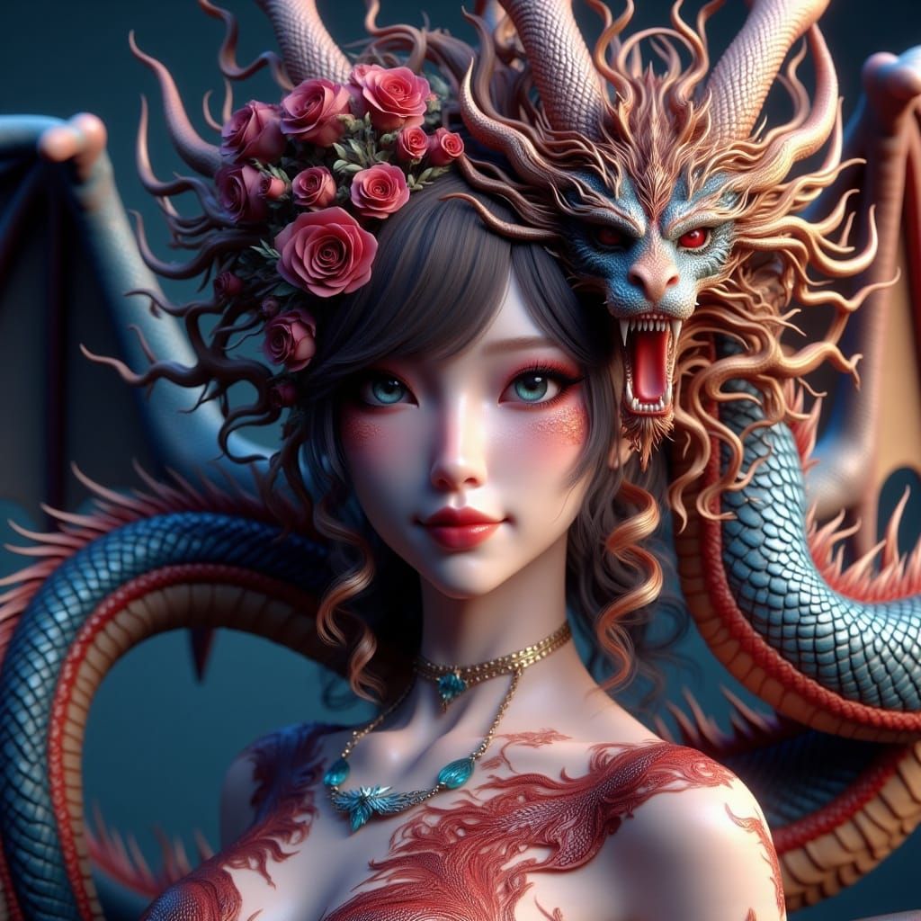 Ethereal Dragon Lady in Fantasy Art