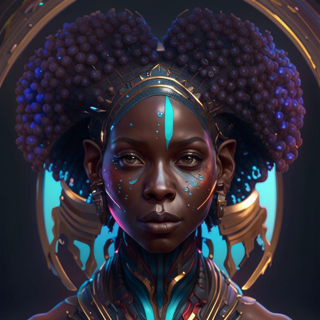 Hyperrealistic Portrait of an African Alien in Digital Art