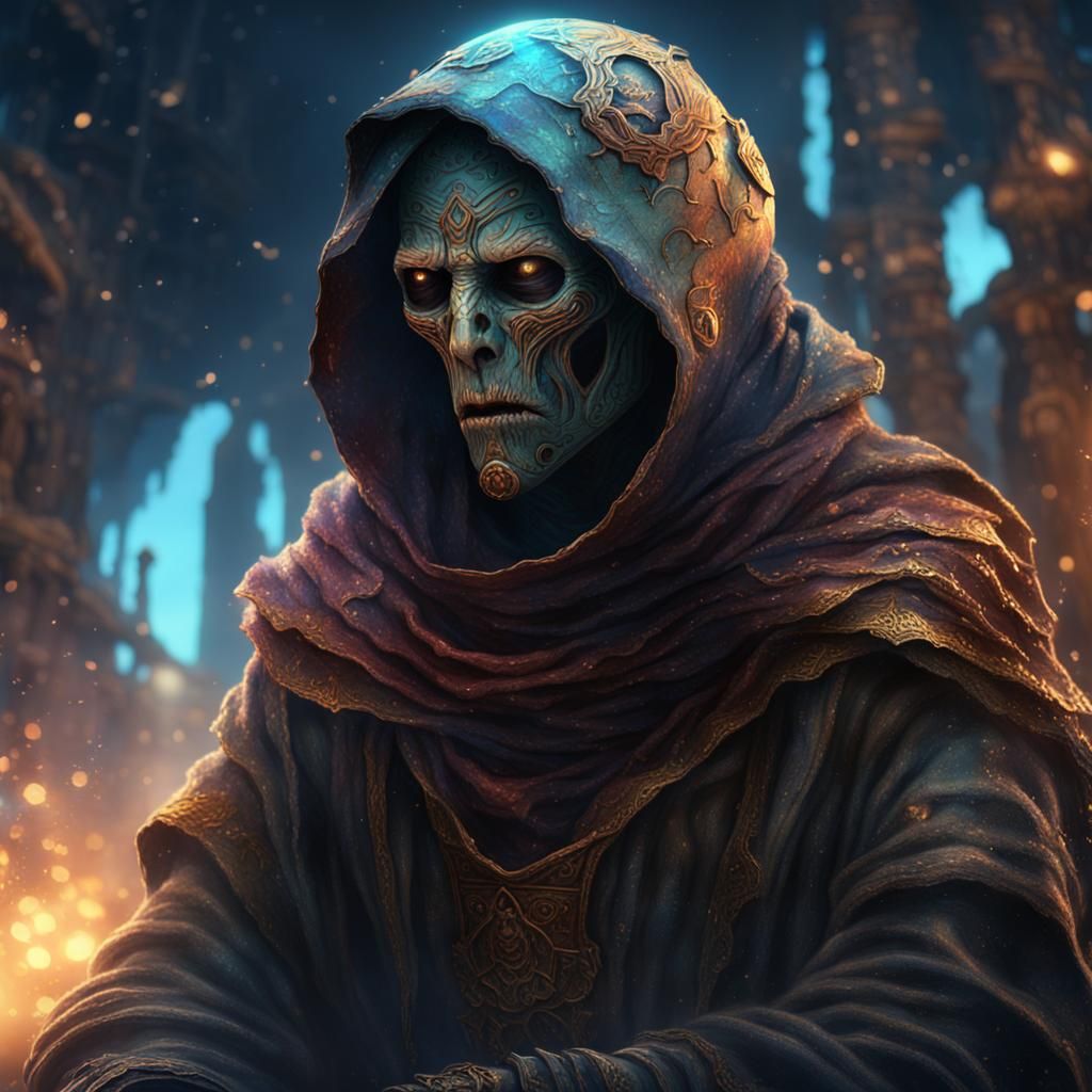 Galactic Truths: Tattered Beggar in Detailed Matte Painting