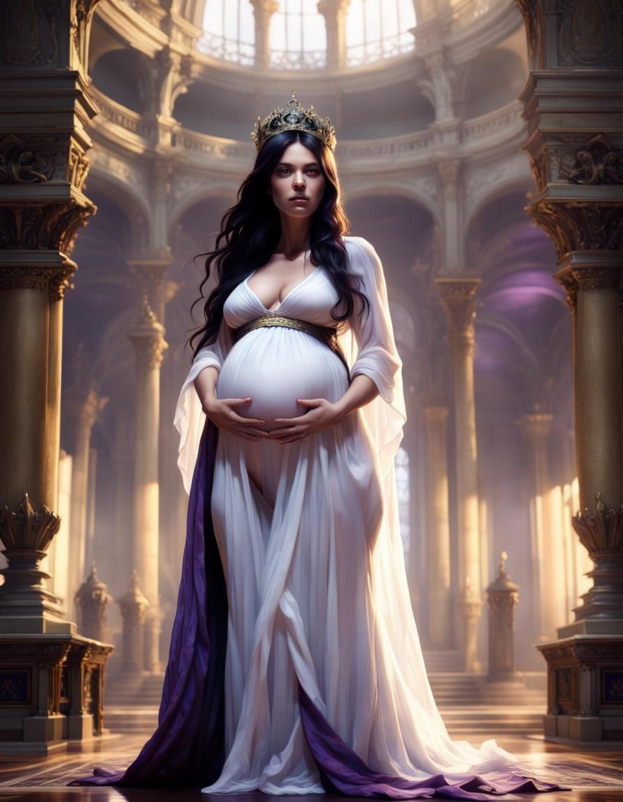 Pregnant Queen in Palace: Dark Fantasy Concept Art