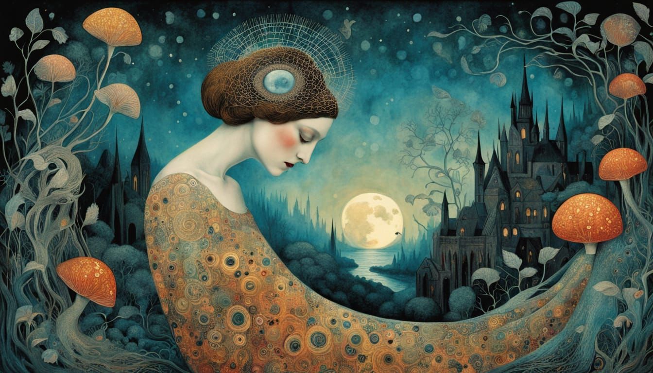 Dreamlike Encounter in Vibrant, Whimsical Fantasy Landscapes