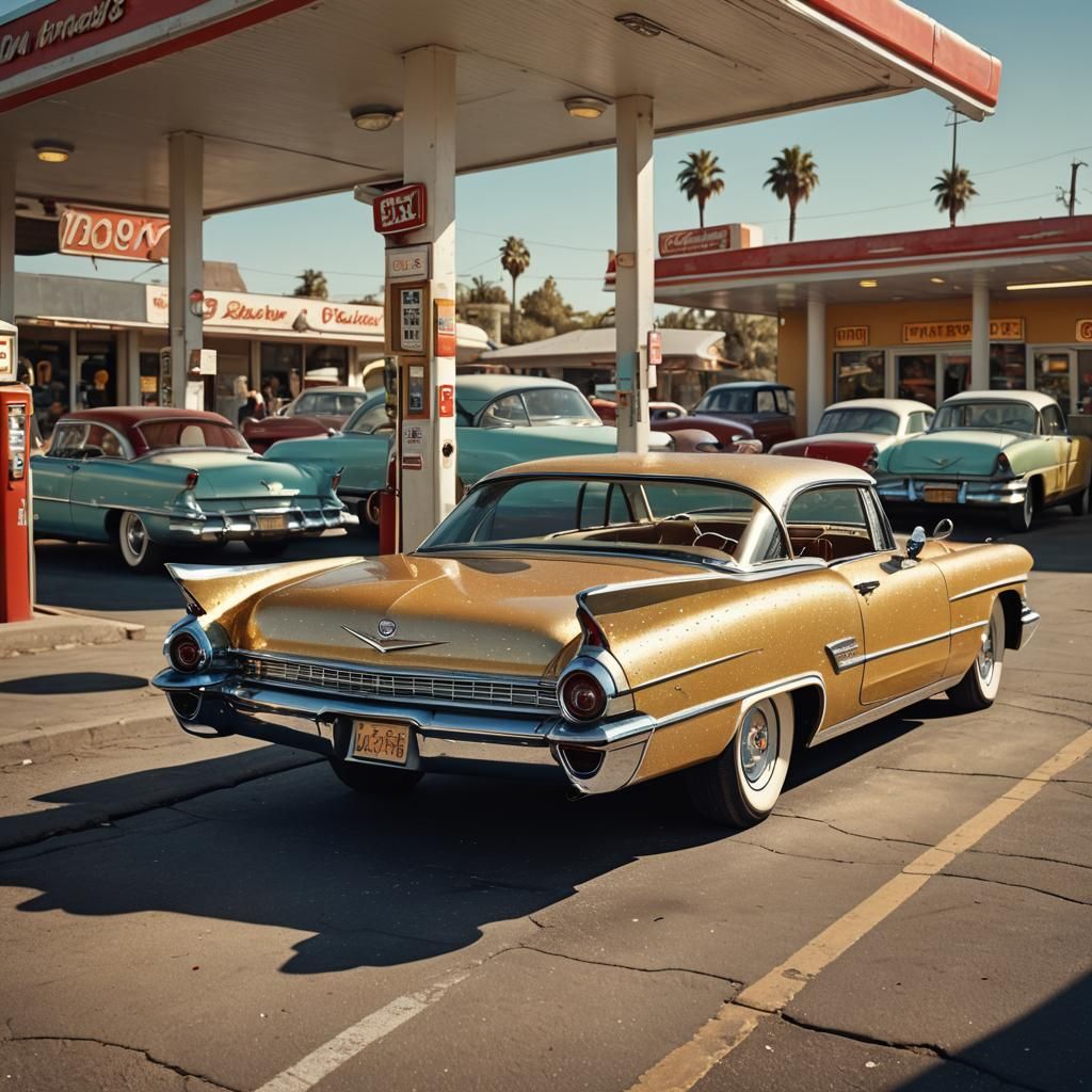 Glittery golden Cadillac