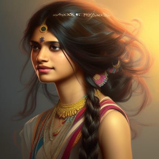 Intricate Portrait of Girl with Unique Hairstyle