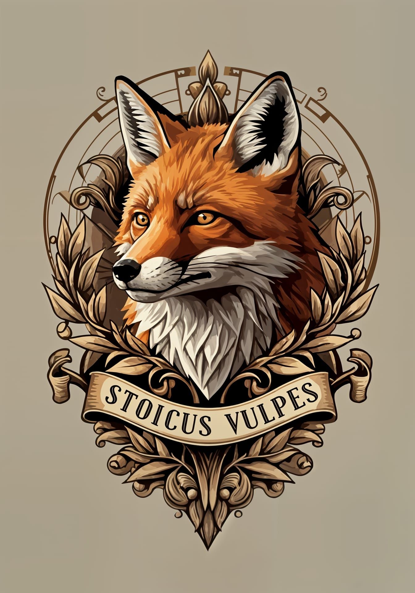 Elegant Fox Crest in Art Deco Style