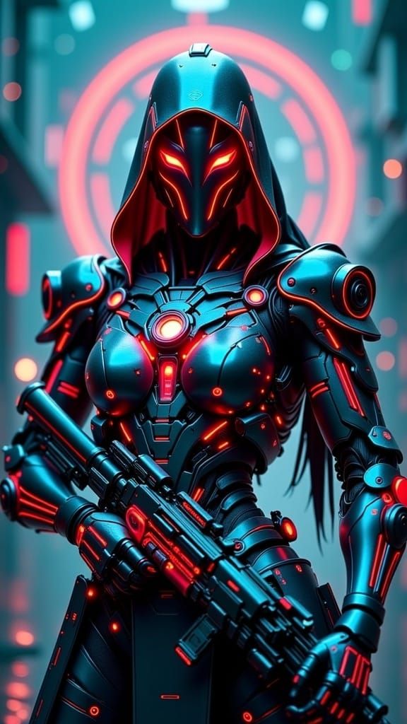 Lethal Geisha Cyborg Assassin in Sci-Fi Landscape