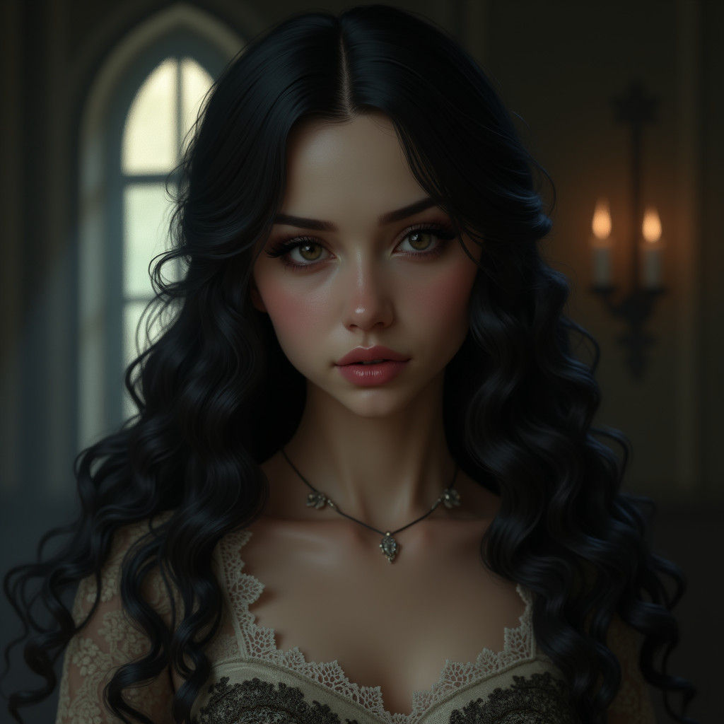 Ethereal Woman Portrait with Piercing Eyes