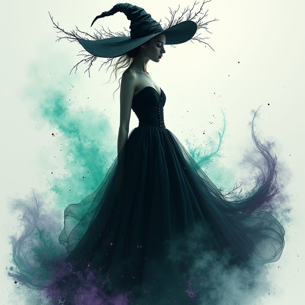 Mystical White Witch in Dreamlike Realm