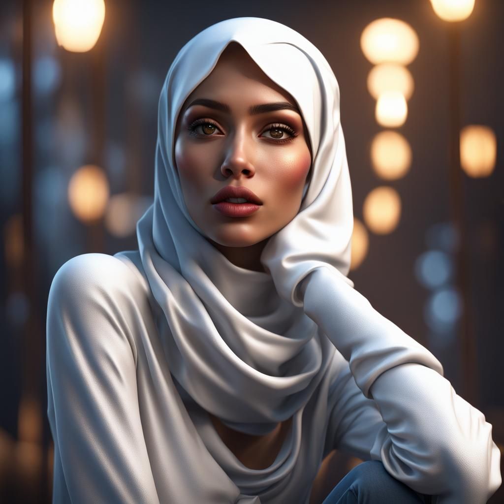Girl in Hijab: Detailed Matte Painting in 8k