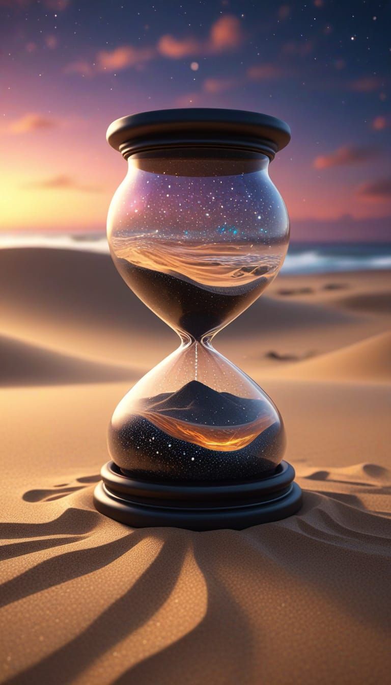 Cosmic Hourglass Masterpiece in Vibrant Colors
