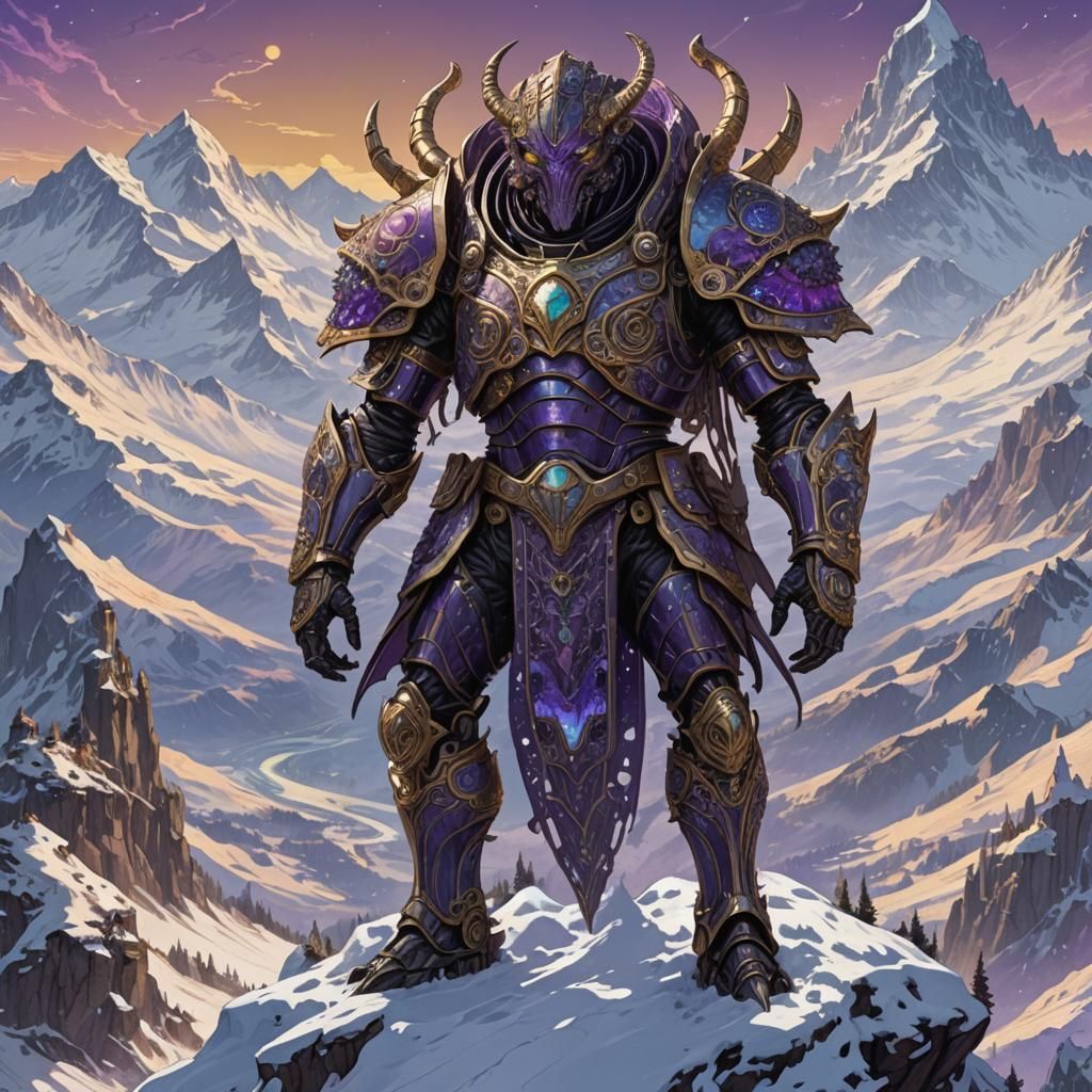 Alien Patriarch Invades Alps in Dark Fantasy Art