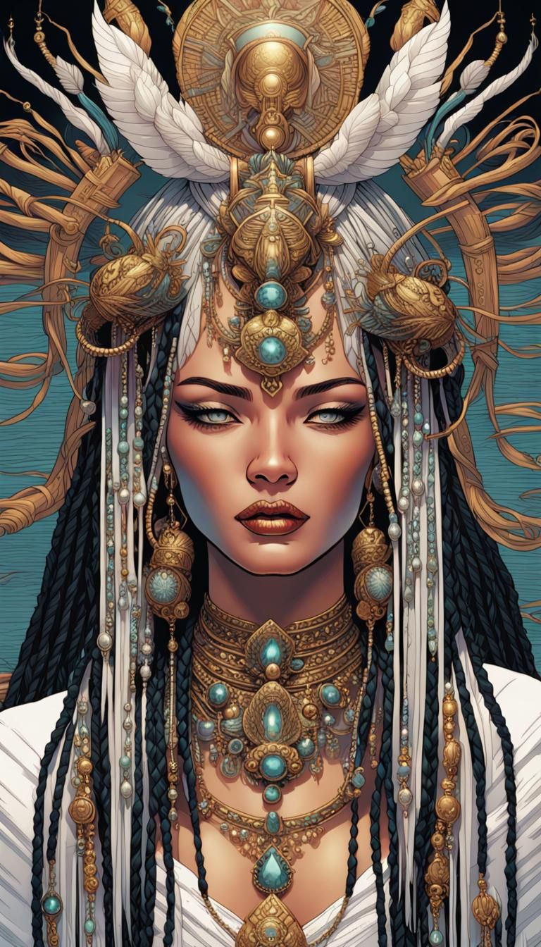 Ornate Egyptian Empress with Intricate Jewelry