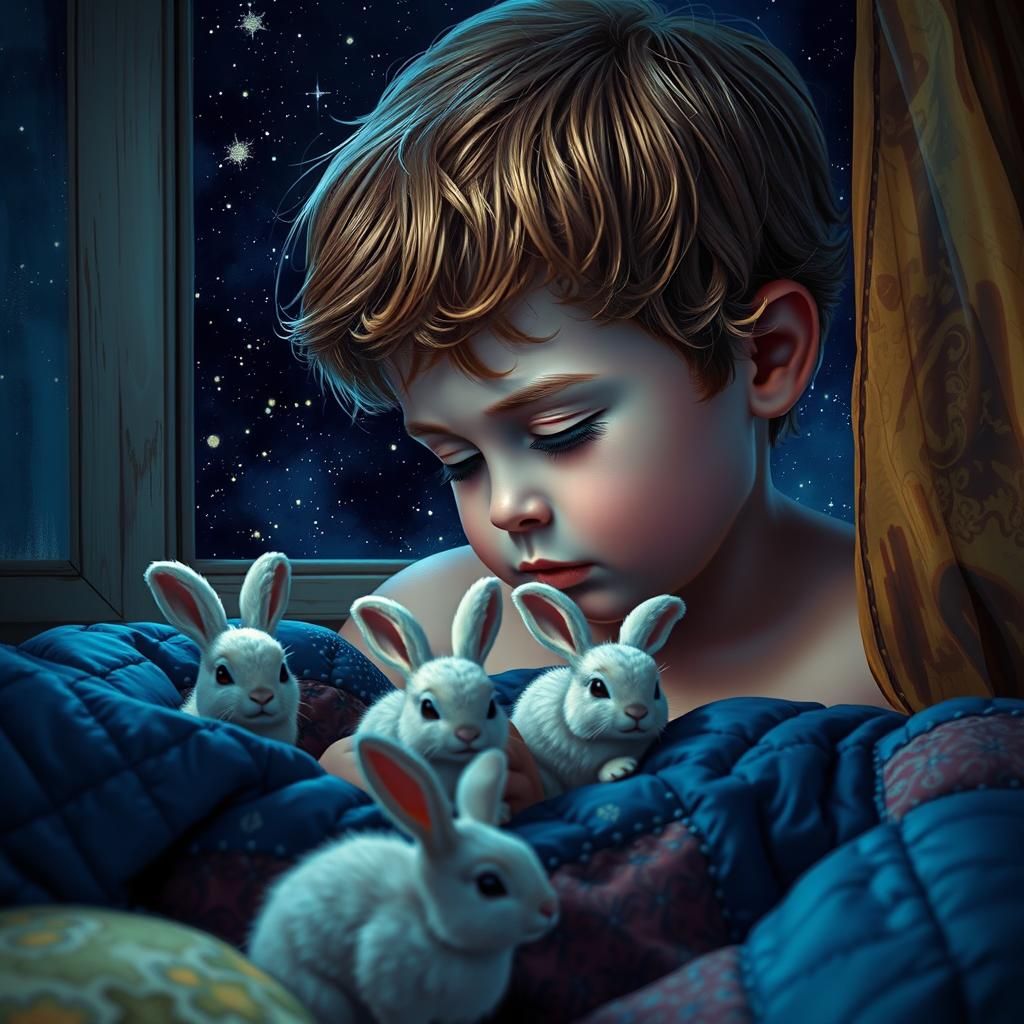 Child Counting Bunnies, in Dutch Golden Age Style