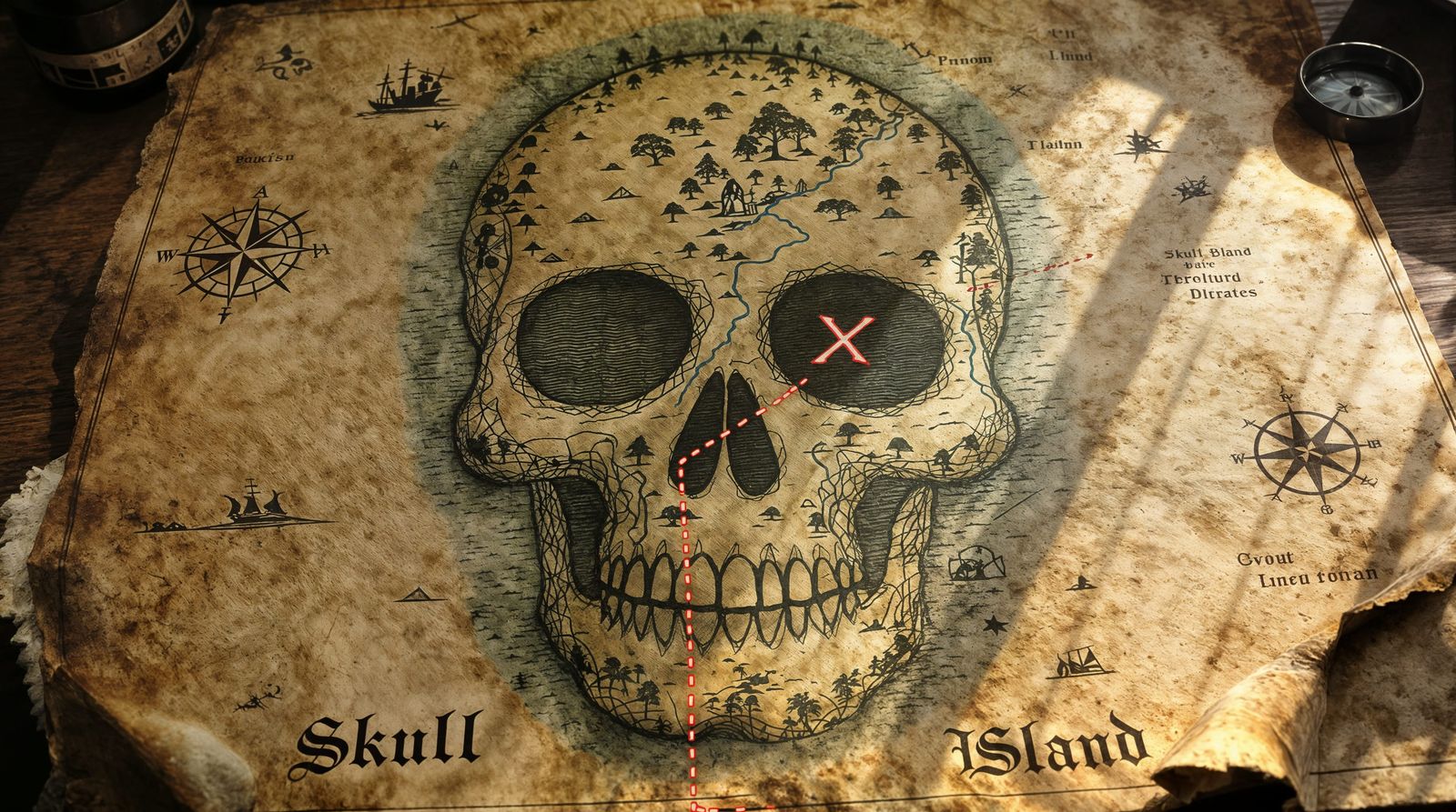 Aged Pirate Map of Skull Island