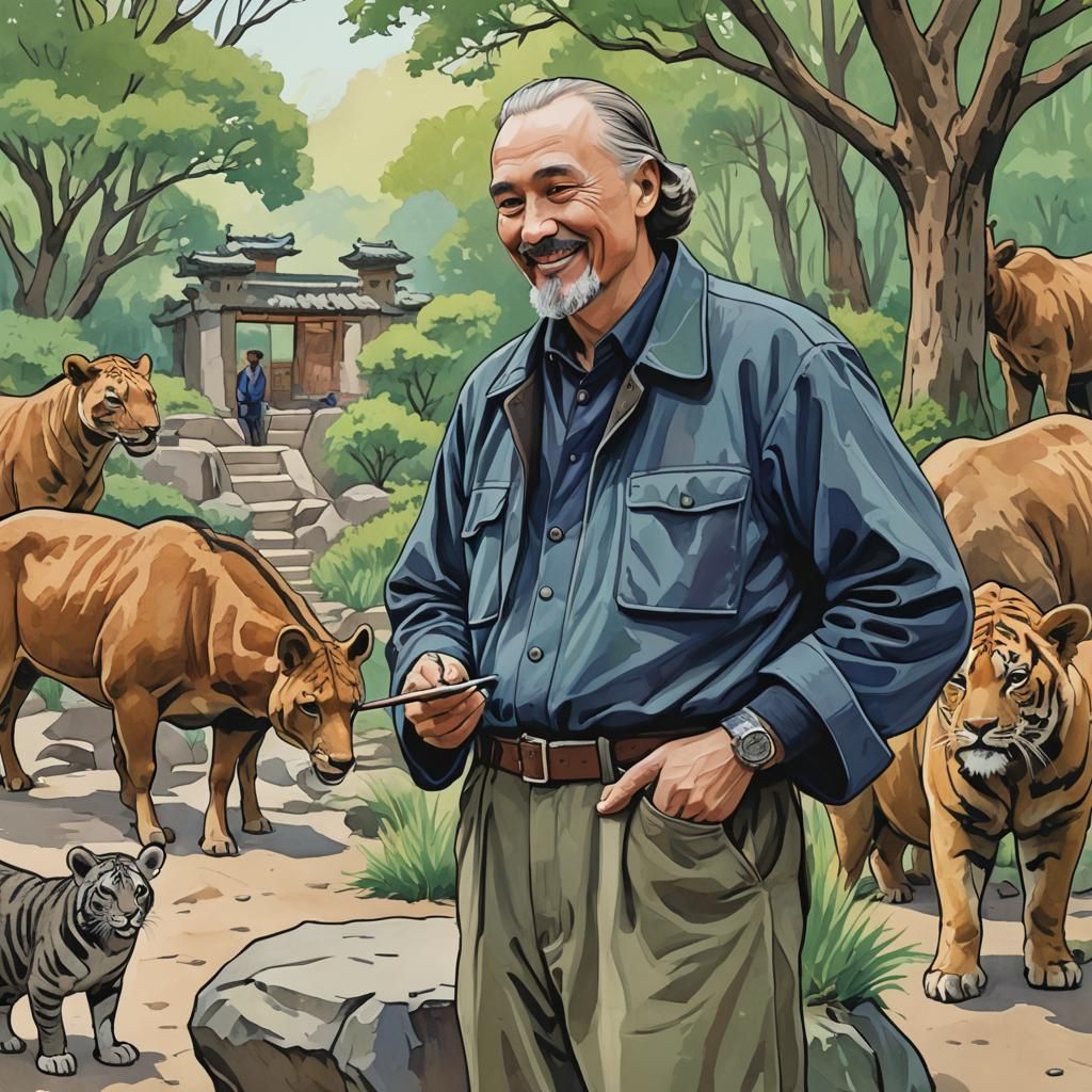 The artist Roerich visits a Zoo in China. He makes a drawing...
