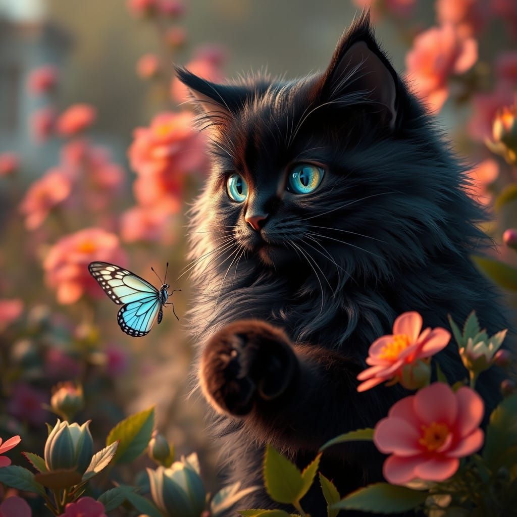 yper-realistic, cinematic matte painting of a serene garden landscape with vibrant, blooming flora in the background. A ...