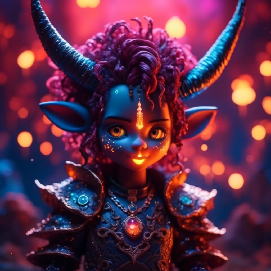 Tiefling Knight in Disney Pixar 3D Style