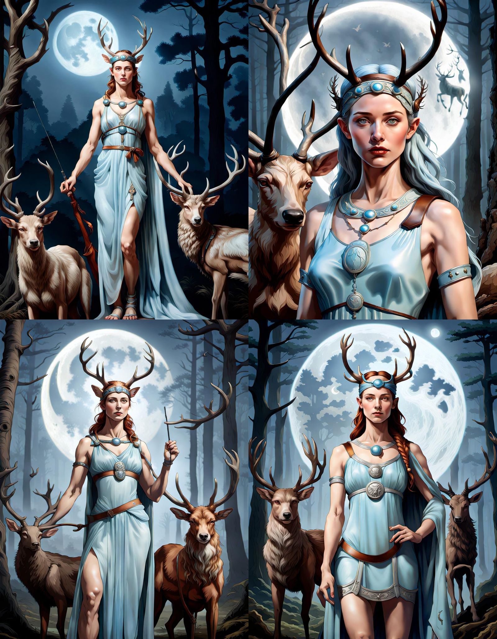 Artemis with Stag and Hunting Dogs