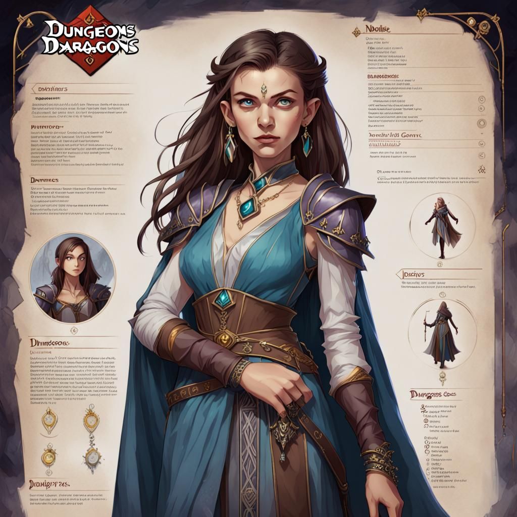 Noble Sorceress Character Sheet from Dungeons and Dragons