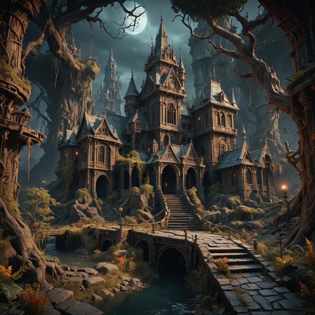 Detailed Matte Painting of a Horror Scene