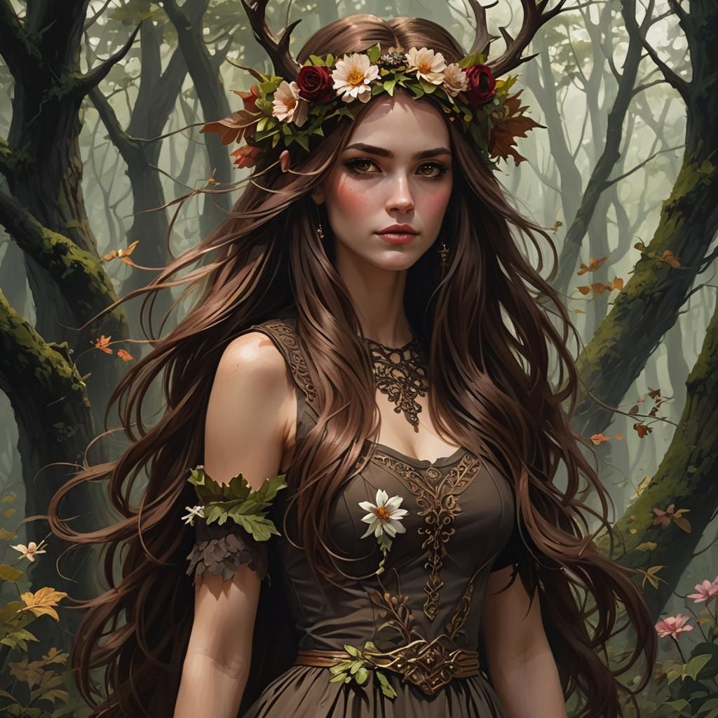 High Fae with Flower Crown, Sinister Fantasy Art