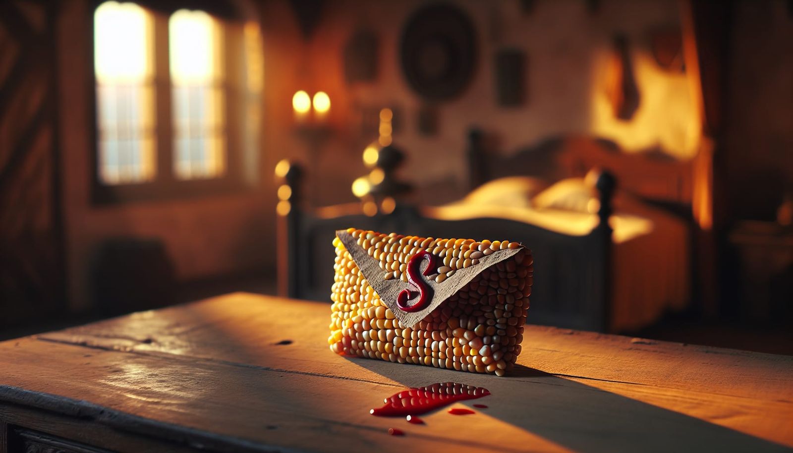 Corn Kernel Envelope with Red Sigil