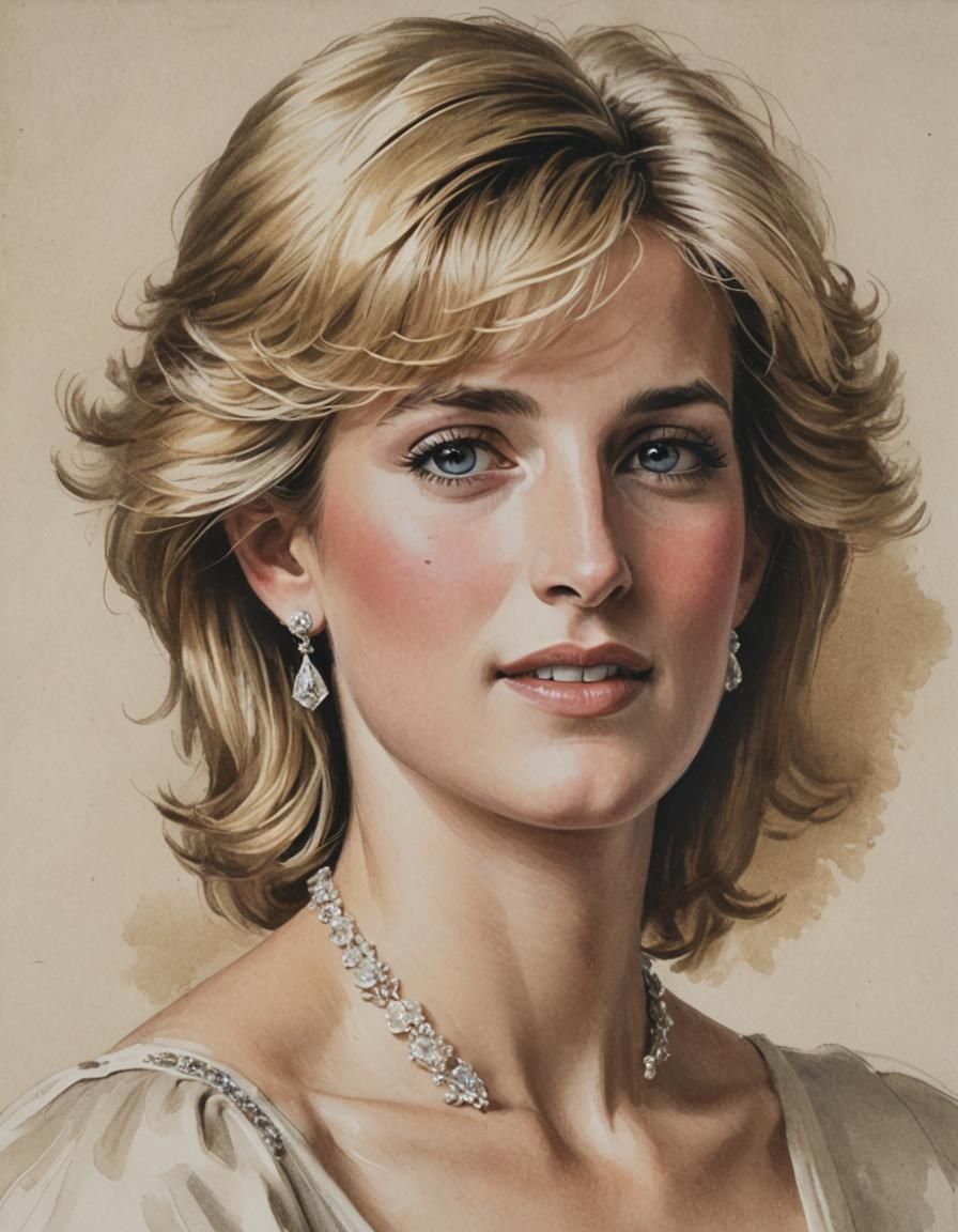 Princess Diana Portrait in Baroque Style