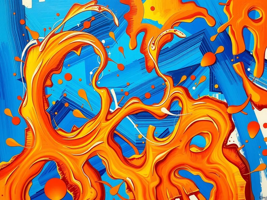 Abstract Expressionism with Iridescent Tendrils