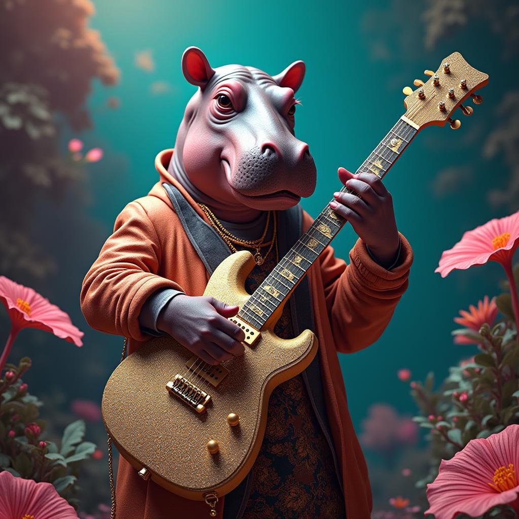 Hippo Plays Guitar in Hip Hop Style