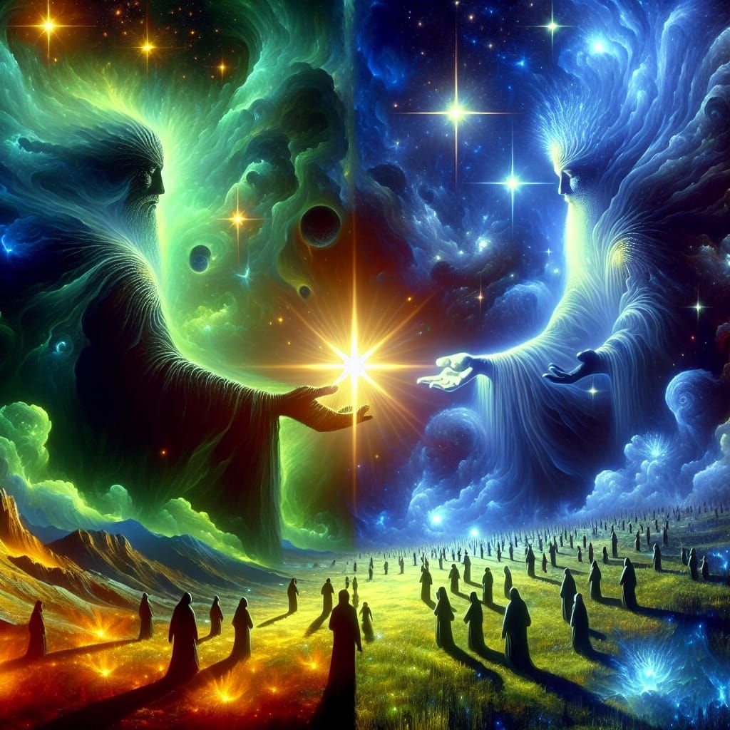 Celestial Gift to Humanity in Ethereal Fantasy Art