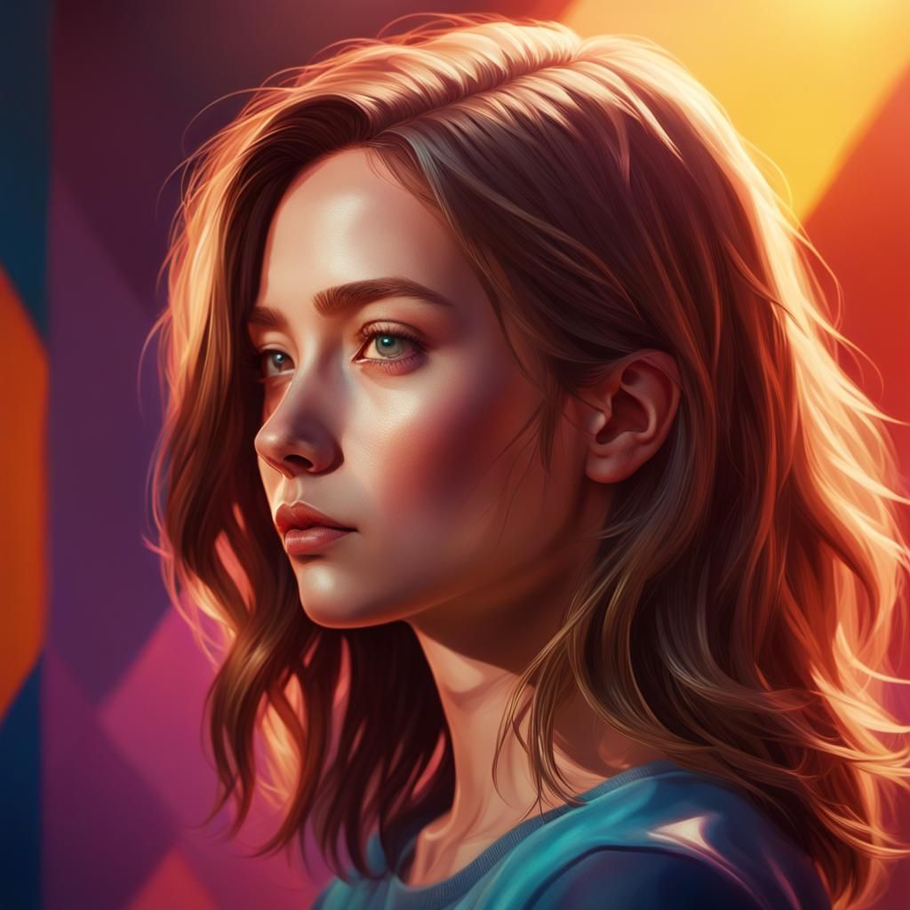 Hyperrealistic Portrait of a Woman in Vibrant Setting