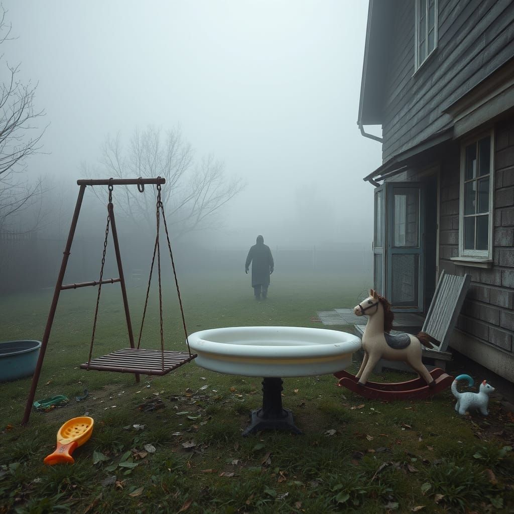 Derelict House near Chernobyl with Toys in Garden