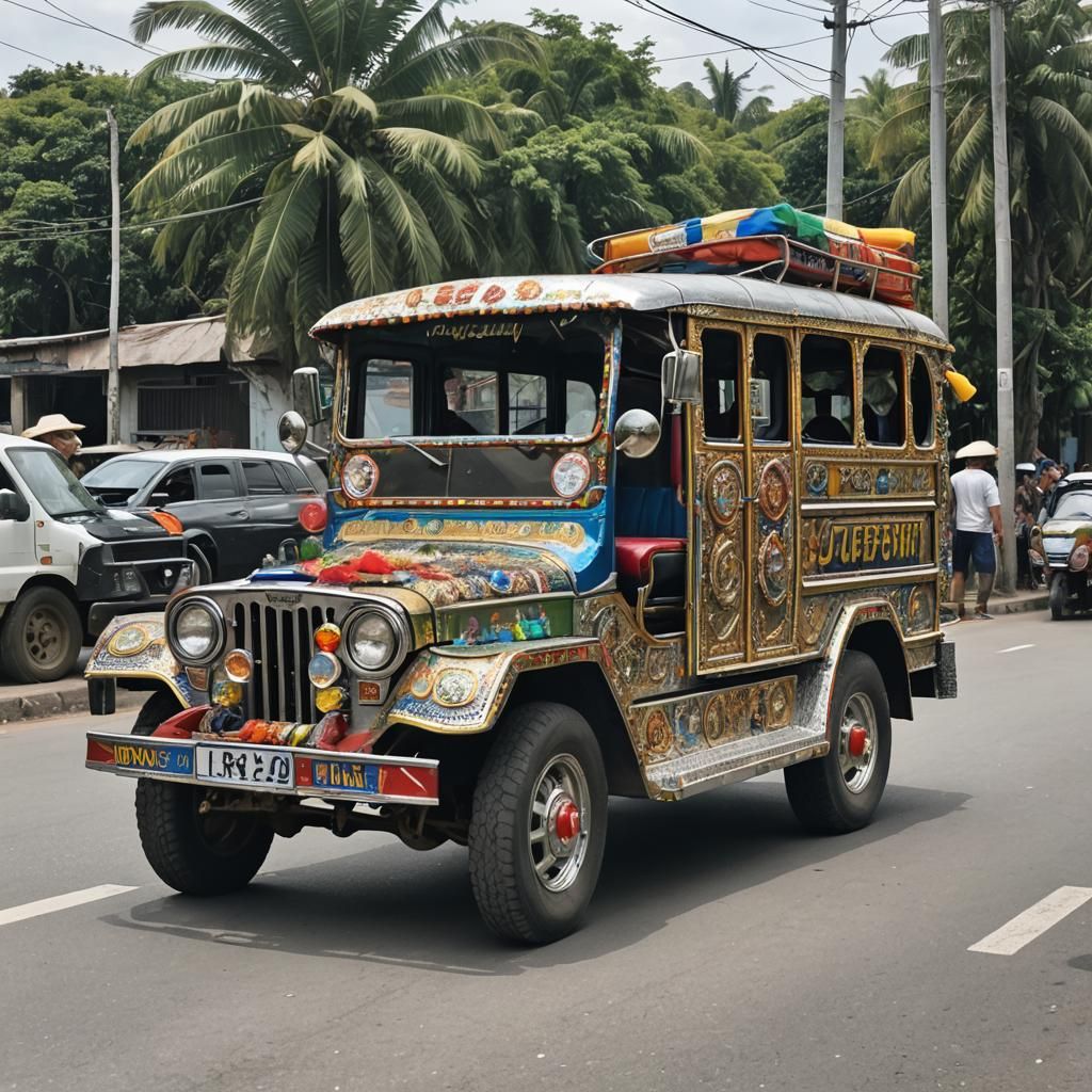 Philippine Jeepney in Full Dress: A Colorful Icon