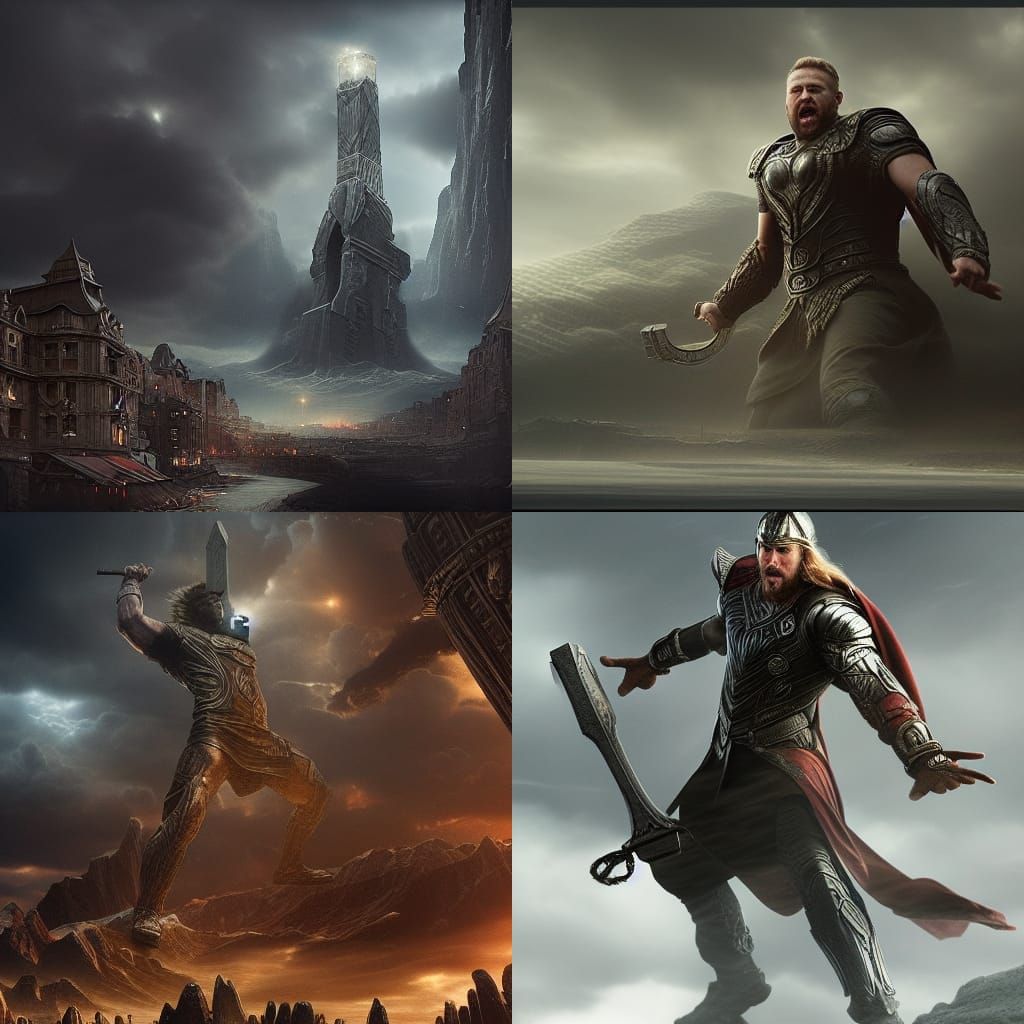 Epic Cinematic Digital Matte Painting of Mjolnir