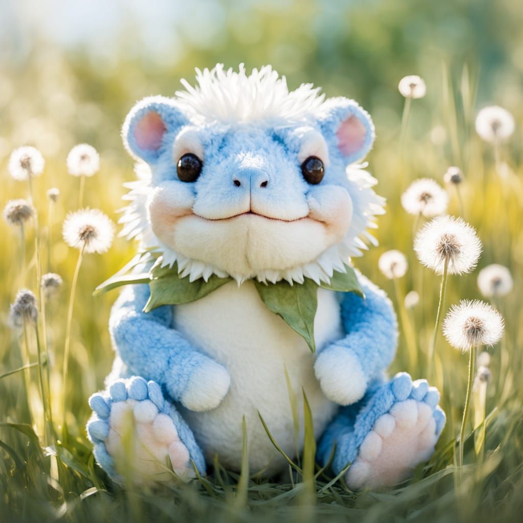 Whimsical Watercolor Toad in Dandelion Field