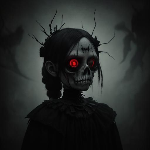 Creepy Broken Doll in Dark Children's Room