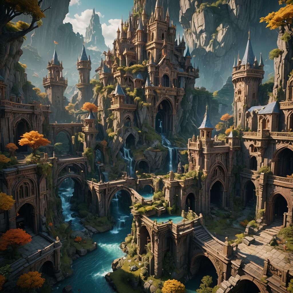 Fantastical Matte Painting in Deep Color, 8K