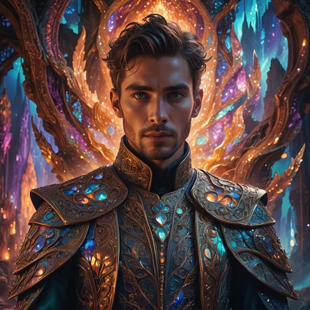 Fantasy Man in Glowing Environment: Digital Art