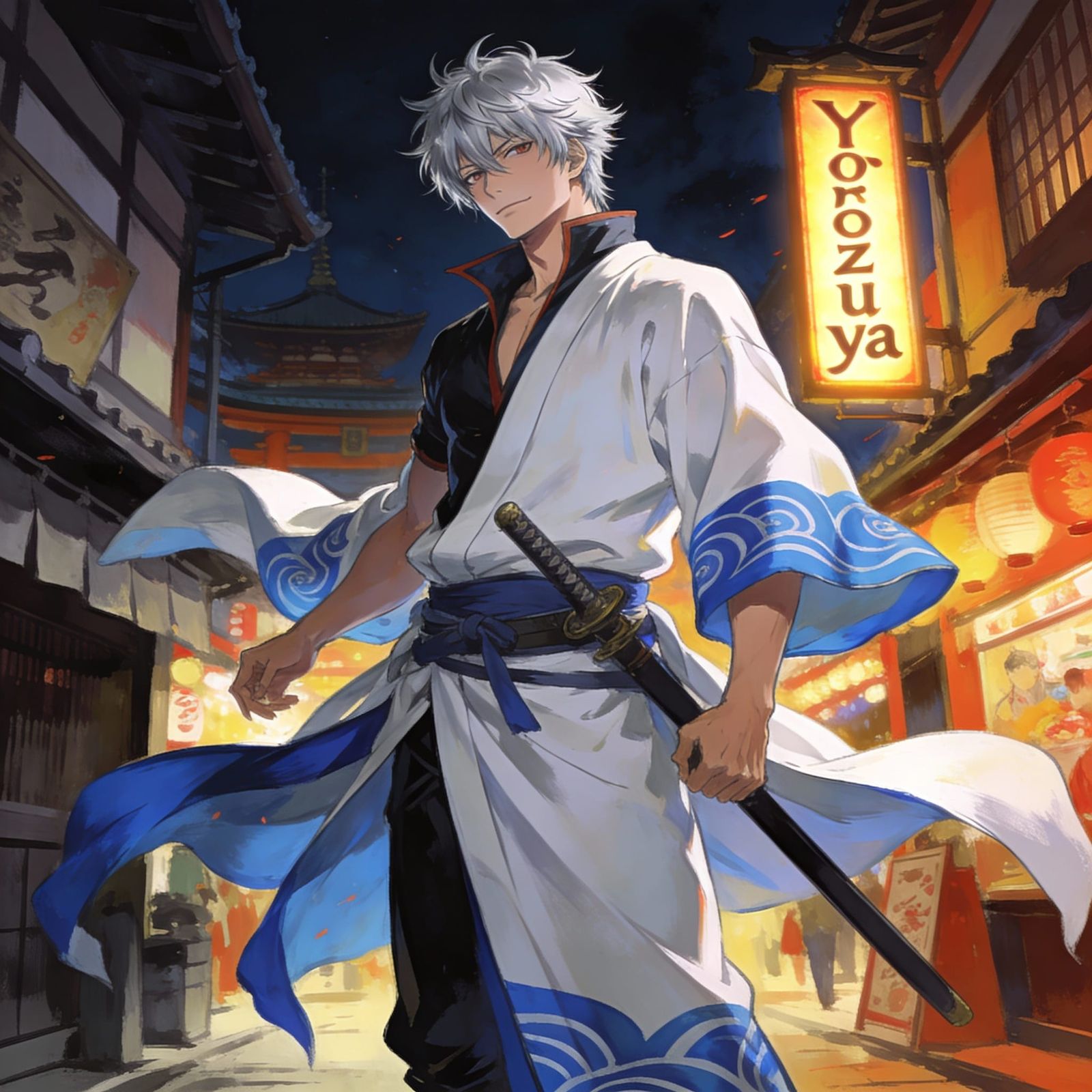 Silver Samurai Gintoki in Edo Streets