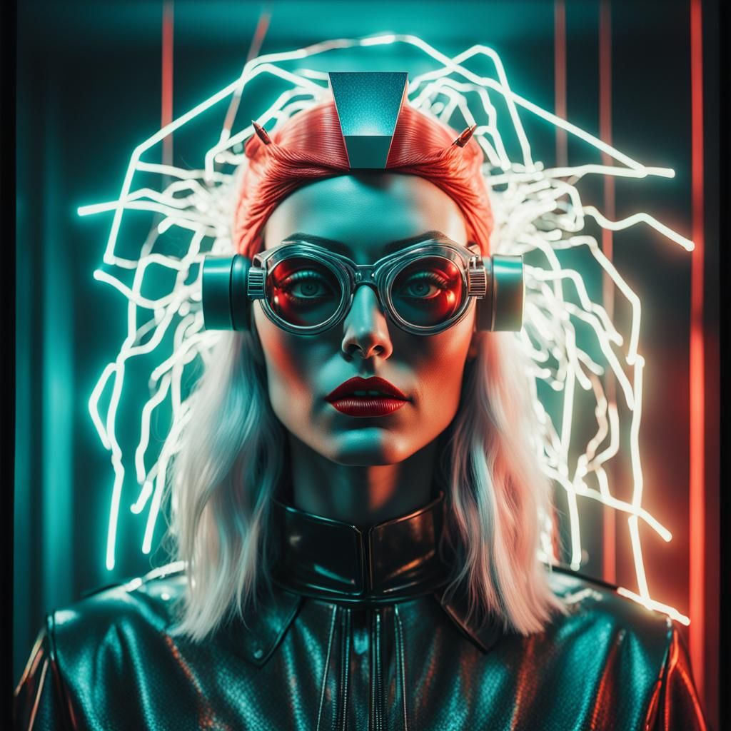 Futuristic Light Witch in Postmodern Photography Style